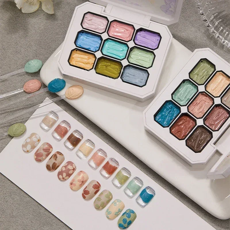 15 g/ml 9 Grids Nageltekening 3D DIY Modellering Olieverf Gel Nagellak Matte Kleur Geschilderd Gesneden lijm Art Designs Manicure