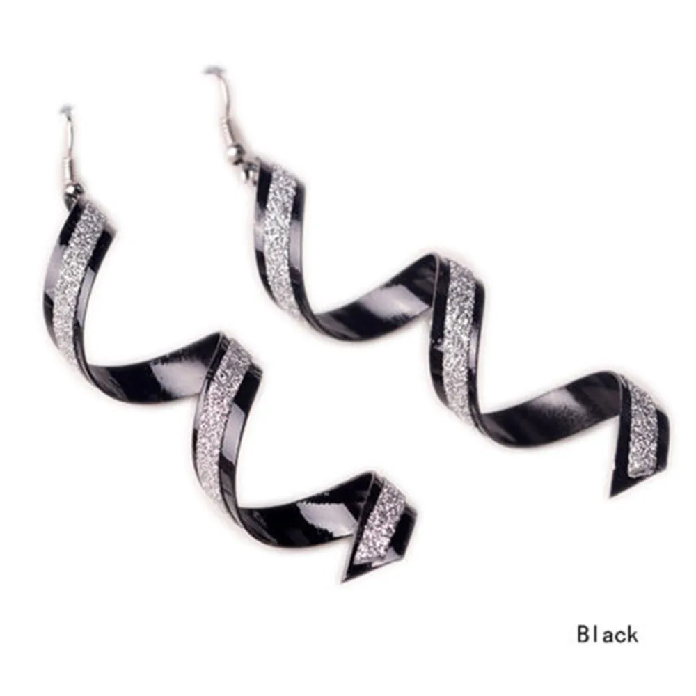 1pair Women\'S Twist Spiral Dangle Charm Fall Earrings Jewelry Stainless Steel Long Peculiar Earrings 2024 Daily Trending Jewelry