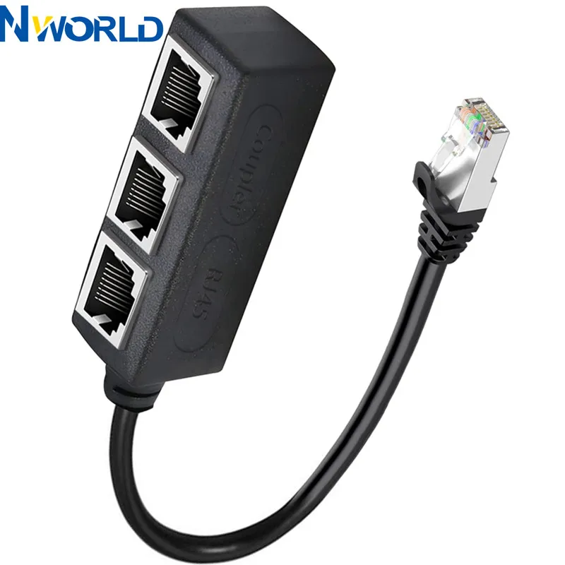 RJ45 Ethernet Cable Splitter Network Adapter,Ethernet Splitter 1 to 3 Cable Suitable Super LAN Ethernet Connector Adapter Cat 6