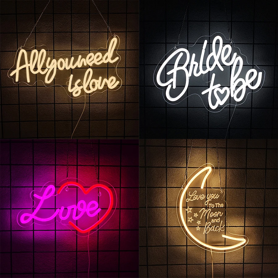 All You Need Is Love Neon Sign For Wall Decor,Light Up Sign For Bridal Shower Decor,Party Decorations Gift For Bride,USB Powered