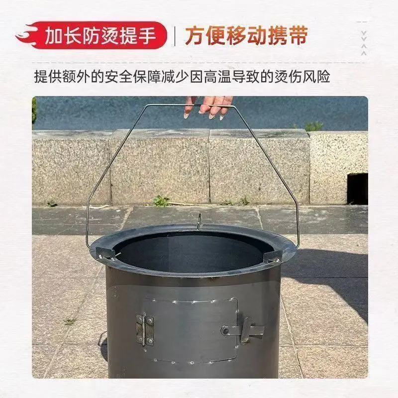 Thickened Steel Wood Charcoal Stove For Heating Household Heater Outdoor Cooking Picnicking Burning Firewood Height 26CM Width25