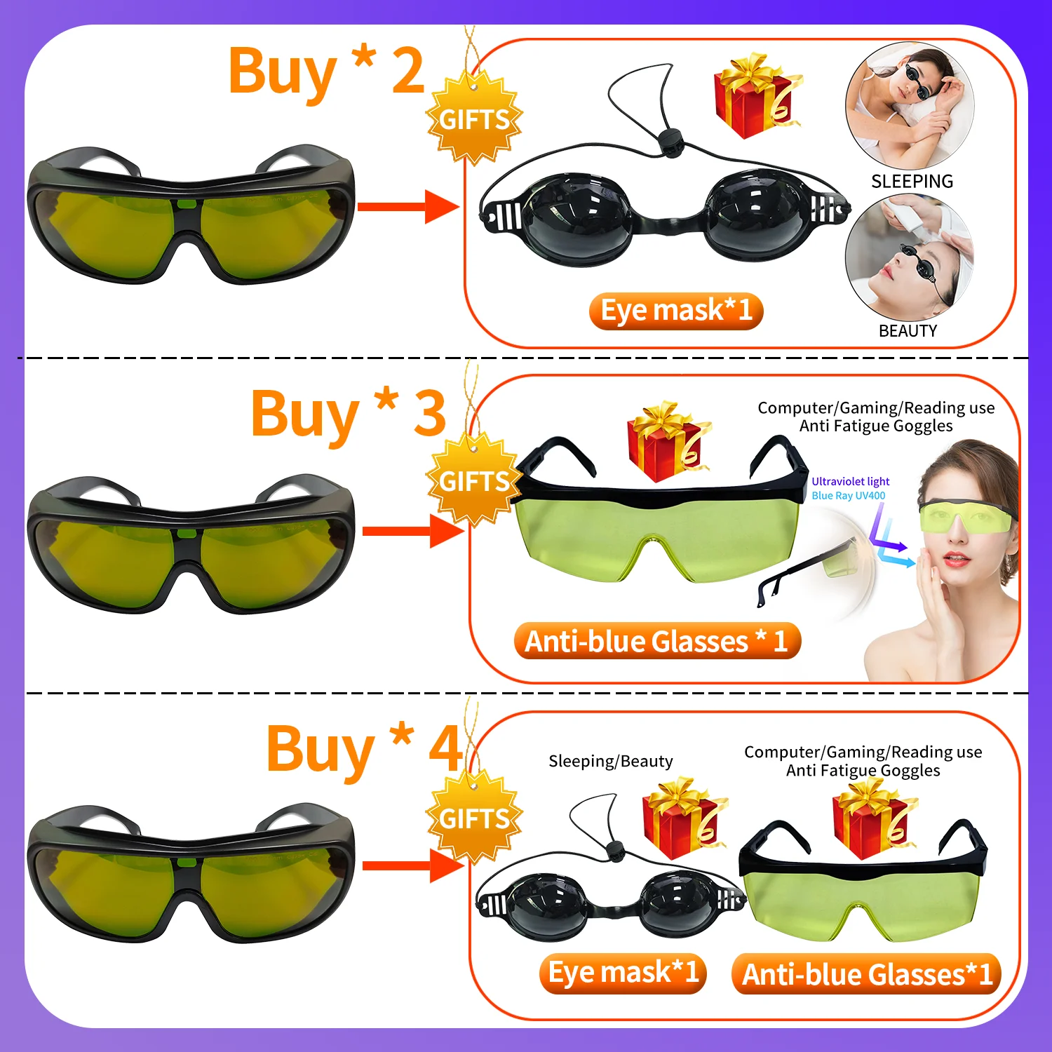 Professional Laser Safety Glasses Goggles 190nm-10600nm Eyewear Protective Eye Protection for Laser protective glasses certified