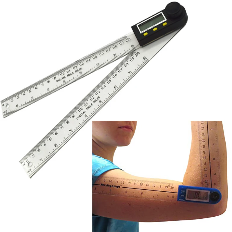 0-200mm  Digital Angle Finder Meter 0-360 Degre LCD Plastic Protractor Goniometer Ruler