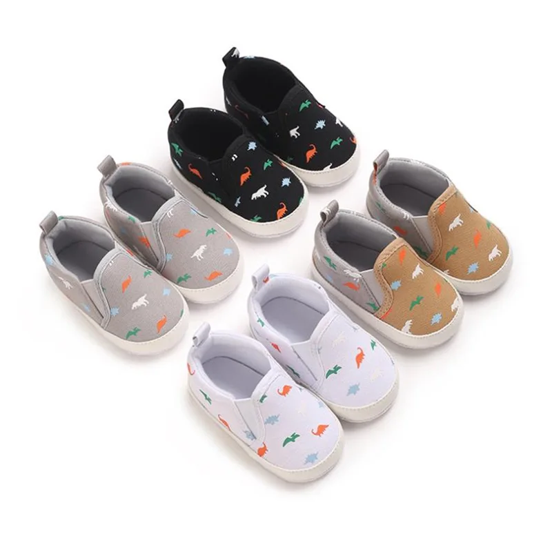 Suefunskry Baby First Walking Shoes Fashion Dinosaur Print Crib Shoes Soft Sole Non-Slip Sneakers for Infant Boys Girls