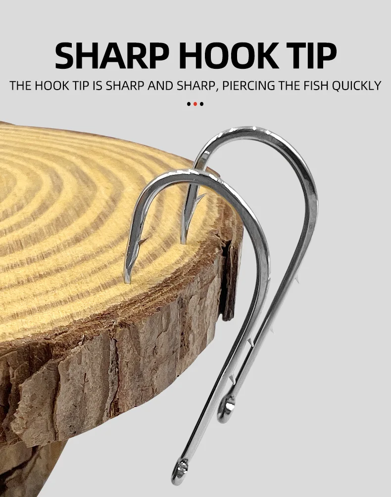 ShareShark 50 Stück/Box 92247 Hochkarbon-Stahl Angelhaken mit Langem Griff und Widerhaken Gebogener Mund Fischhaken – Detail 4