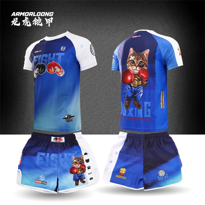 

Children's fighting training suit short sleeved shorts T-shirt Thai Boxing Sanda Judo Champion Thai Boxing MMA competition suit