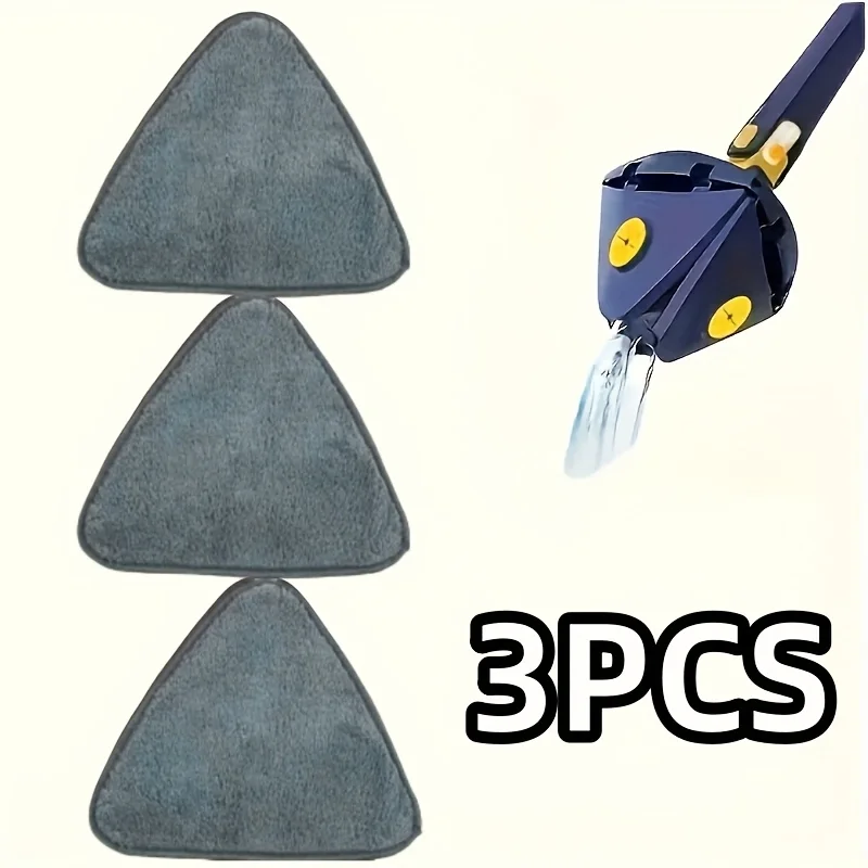3/10Pcs Replacement Triangle Mop Pads, Thickened Washable Stick‑on Mop Cloths, Lint‑Free Floor Cleaning Pads