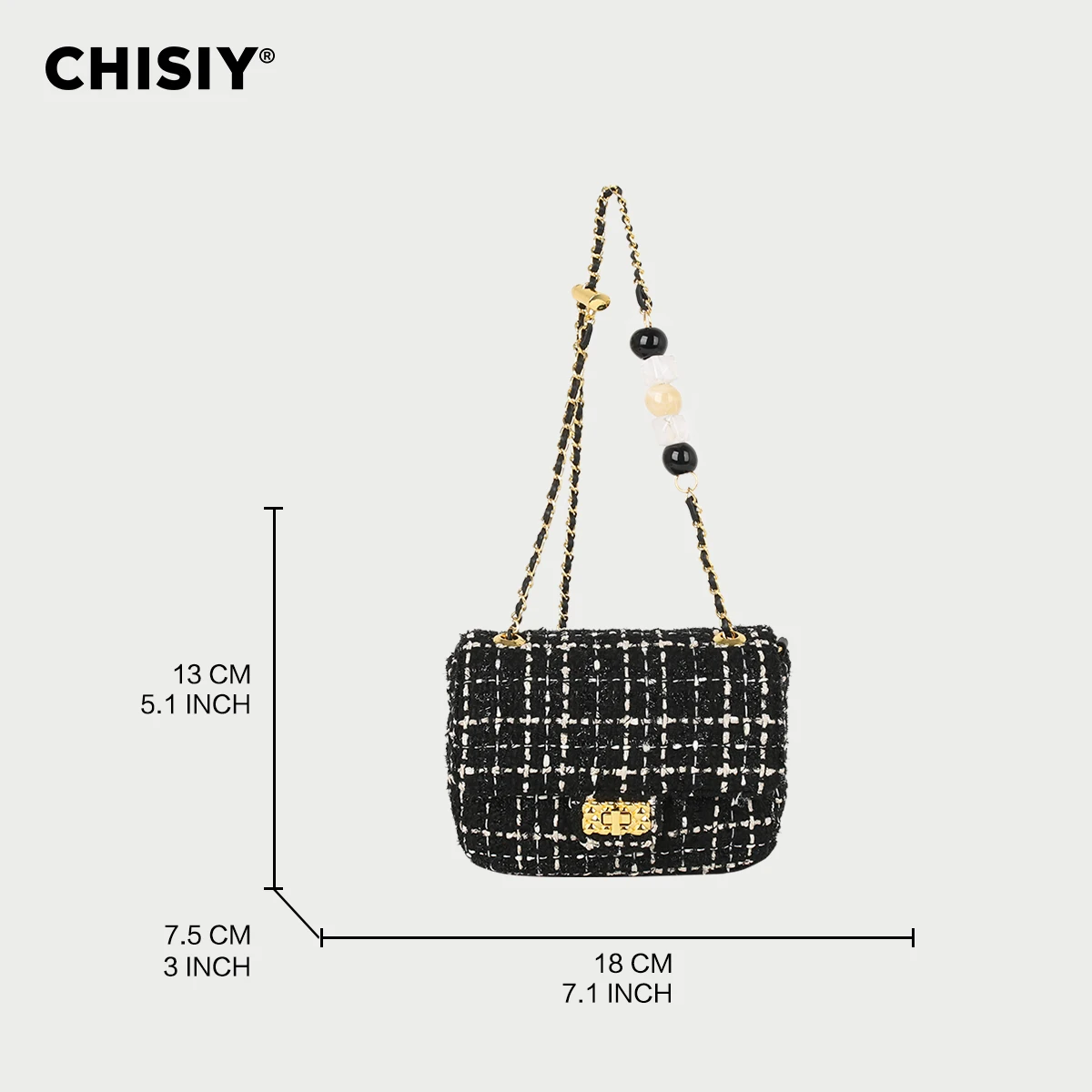 CHISIY Original handmade small fragrant style exquisite bead European and American chain elegant single shoulder crossbody bag