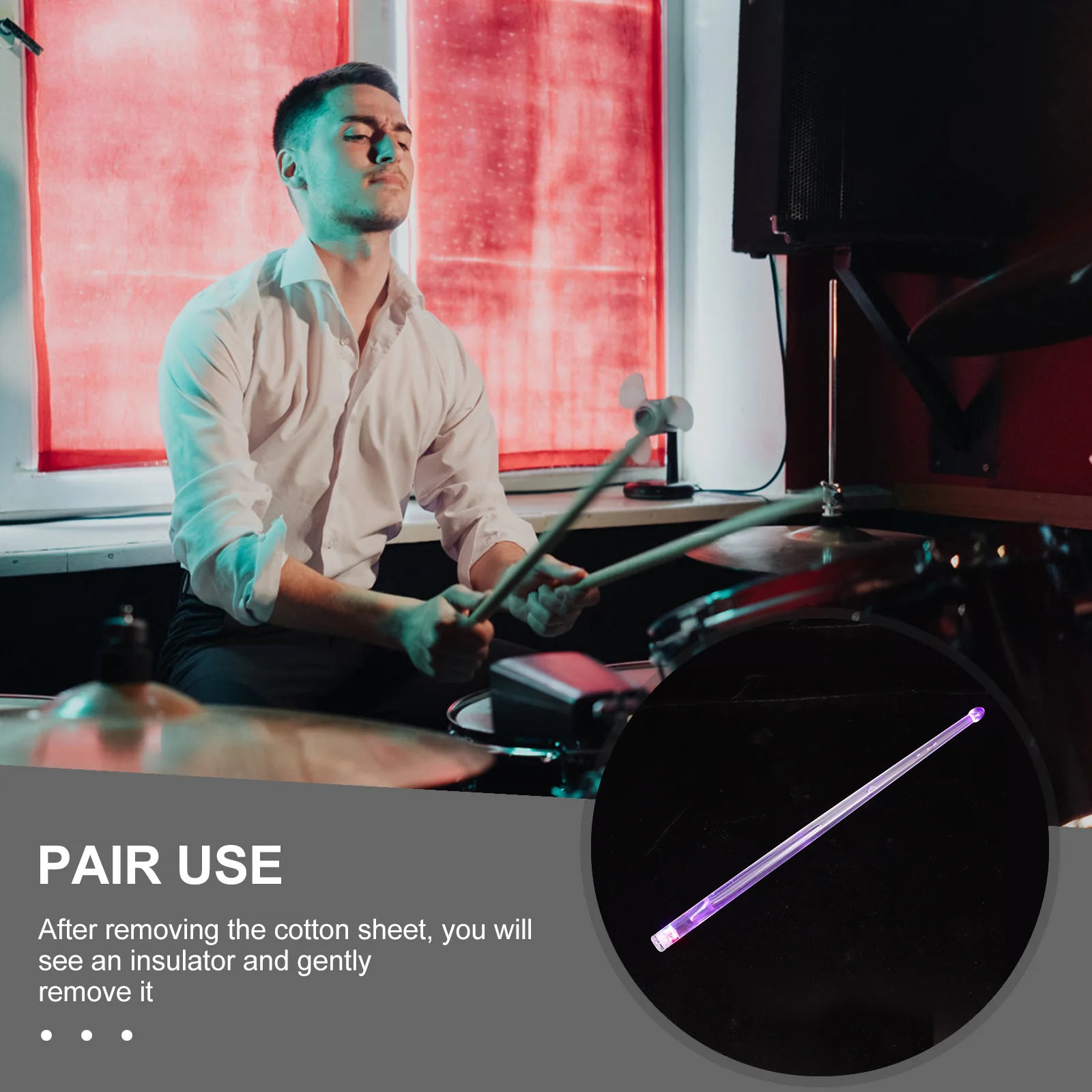 

1Pairs LED Colorful Drumsticks Polymer Drum Sticks for Professional Drum Playing Durable Fun Accessories Colorful LED Drumstick