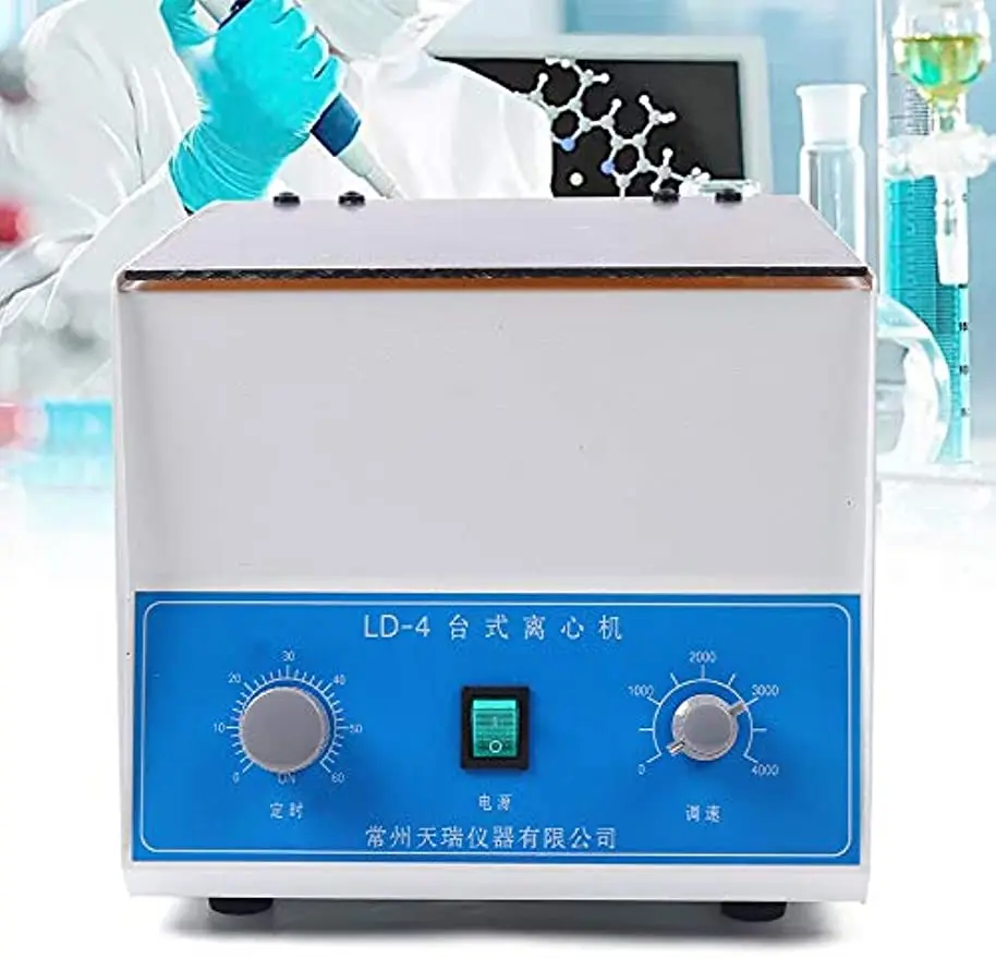 LD-4 Electric Lab Benchtop Centrifuge, 4000RPM 4 Tubes x 100ml Centrifuge Machine with Timer and Speed Control for Lab