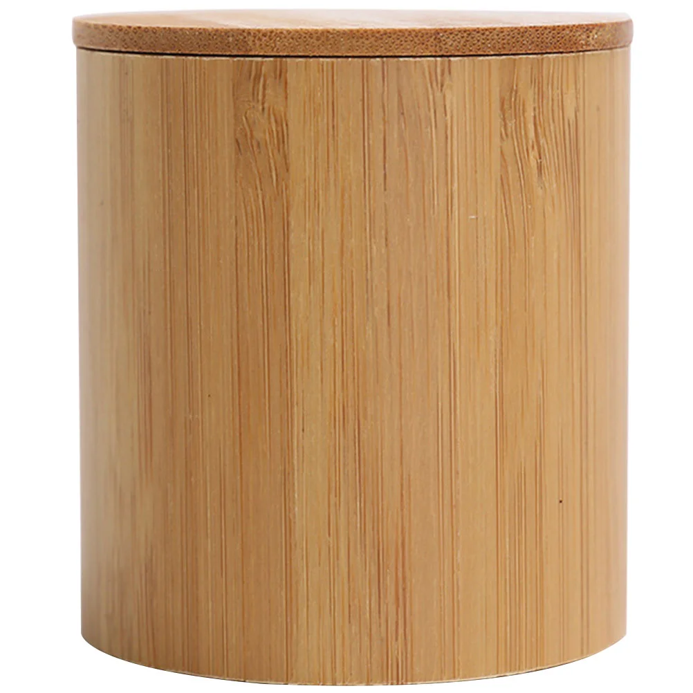 

Tea Wood Can with Lid Round Storage Tank Canister Sealed Containers for Food