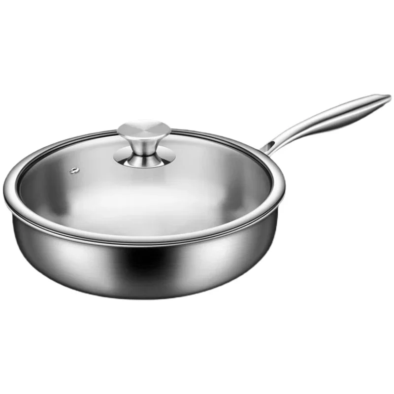 22-28cm Inch Tri-ply 18/8 Stainless Steel Chef's Pan,Frying Pan with Lid,Induction Pan,Pot and Pan Set,Dishwasher and Oven Safe