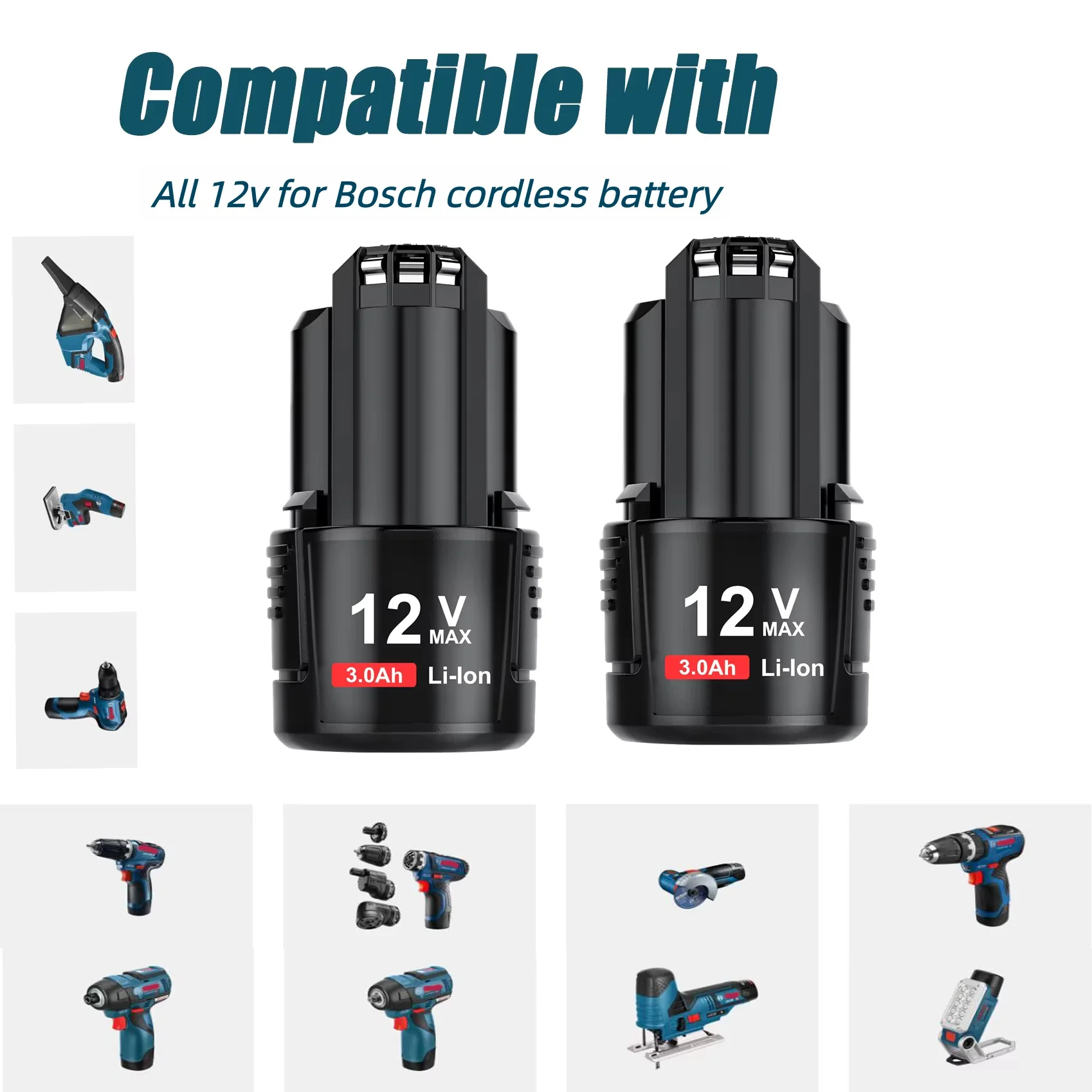 Zestaw baterii Bosch BAT411 3000mAh 12V BAT412A BAT414 BAT412 D-70745GOP Li-ion do elektronarzędzi, akumulatorowe, zakup hurtowy — zdjęcie produktu 6
