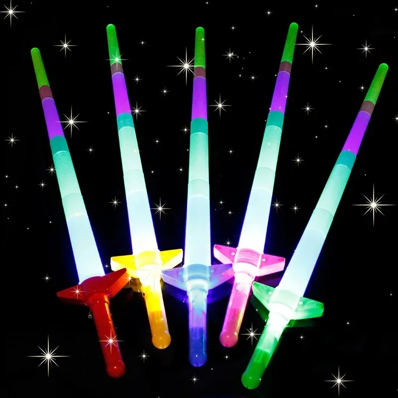 1-30Pcs 4 Section Extendable LED Glow Sword Kids Toy Glowing Stick Concert Party Props Colorful Light Up Sticks For Party