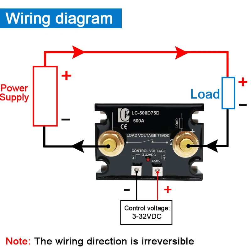 LCTC DC Control przekaźnik półprzewodnikowy DC 500A 1000A z radiatorem SSR regulator dużej mocy 3-32VDC LC-500D75D