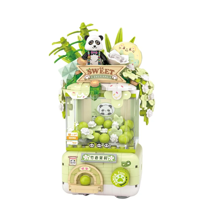 Mini Gachapon Machine Building Blocks Panda Jasmine Milk Tea Ornaments Educational Assembly Toy Model Desktop Ornaments Gift