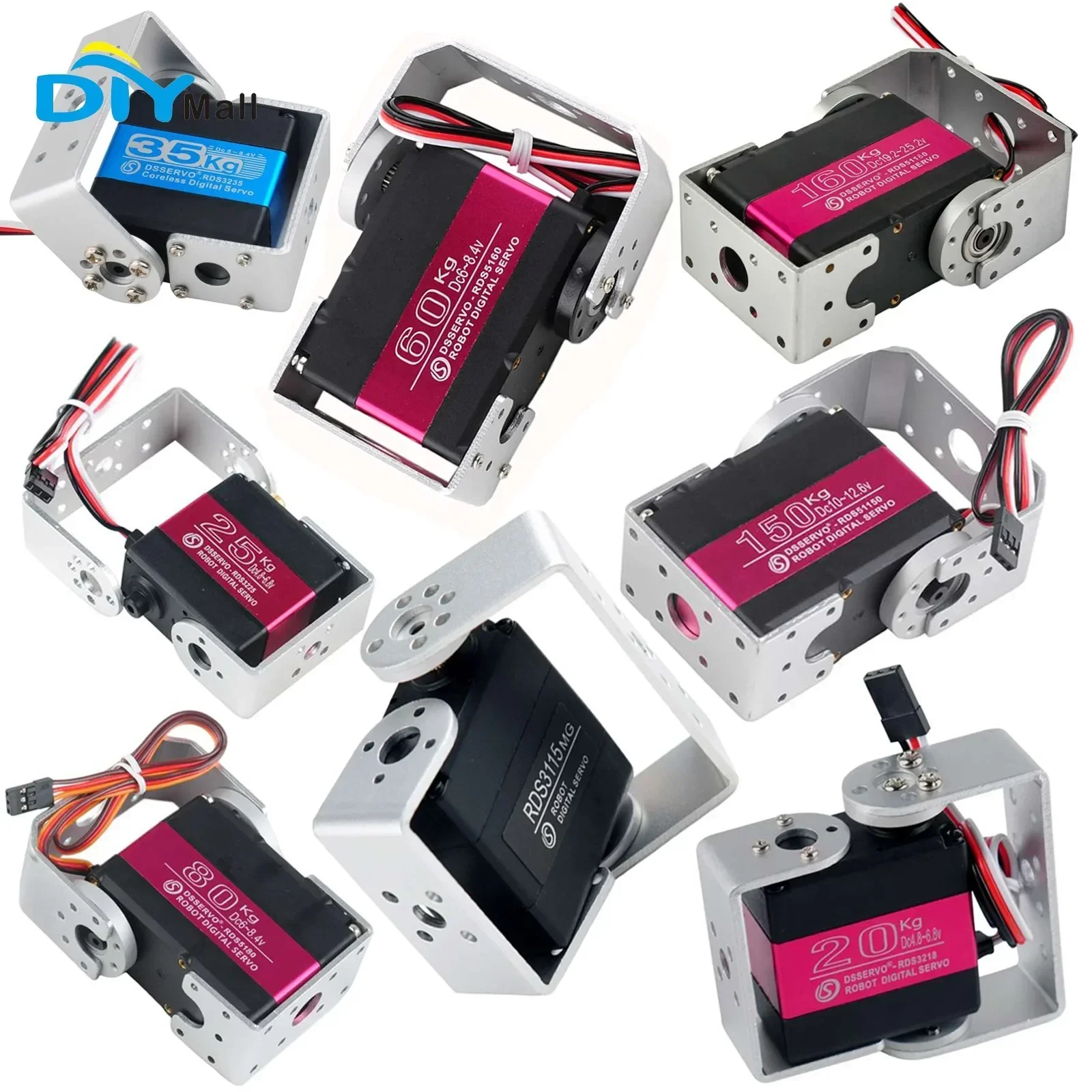 17/20/25/35/60/80/150/160kg Digital Servo Double-Shaft Robotic Servo with U Mounting Bracket 180 / 270 Degree