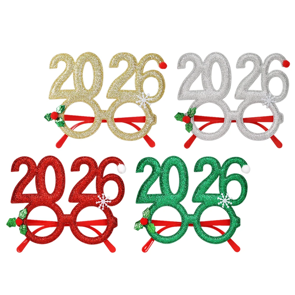 

4Pcs Snowflake Christmas Party Glasses Holiday Eyewear Photo Props Glitter Sunglasses Costume Fun Funny Holiday Glasses Frames