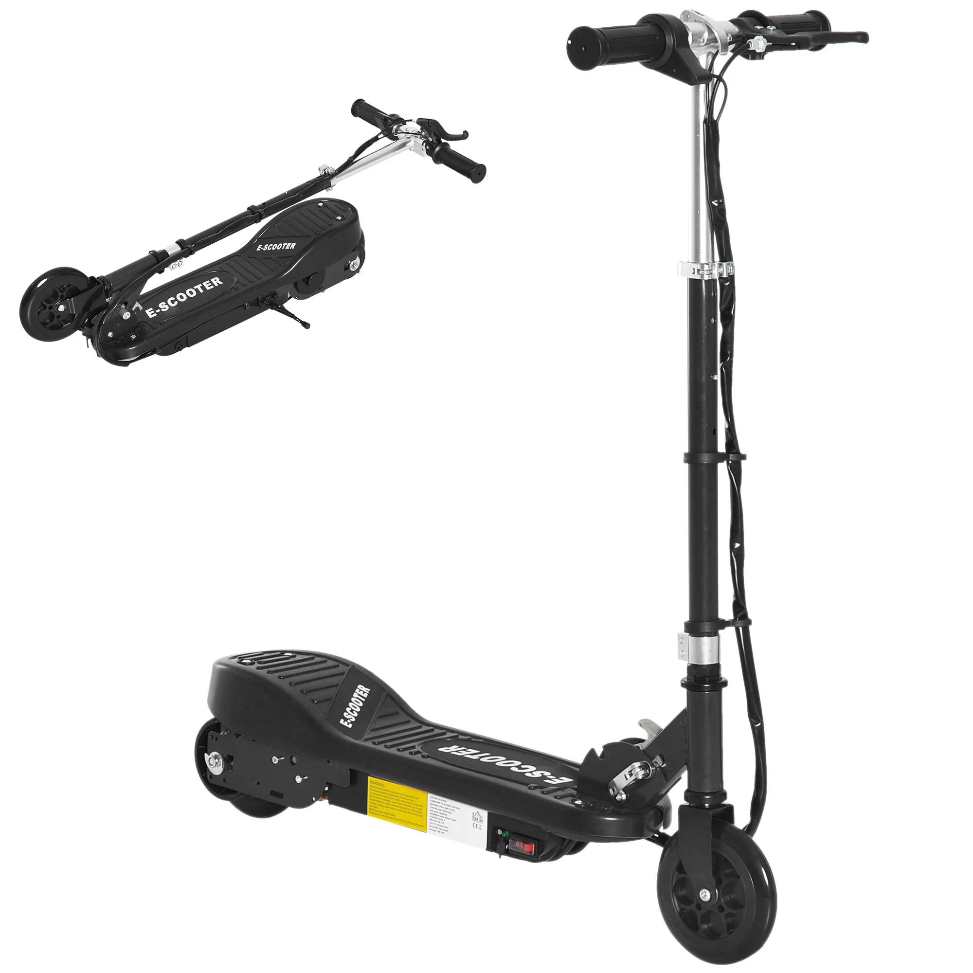 Homcom Elektrische Scooter voor Kinderen vanaf 7 Jaar, Opvouwbare Scooter met Verstelbare Hoogte, 24V Oplaadbare Batterij, Snelheid tot 12 km/u en Rembelasting 50 kg, 74X36X69-91 cm, Zwart