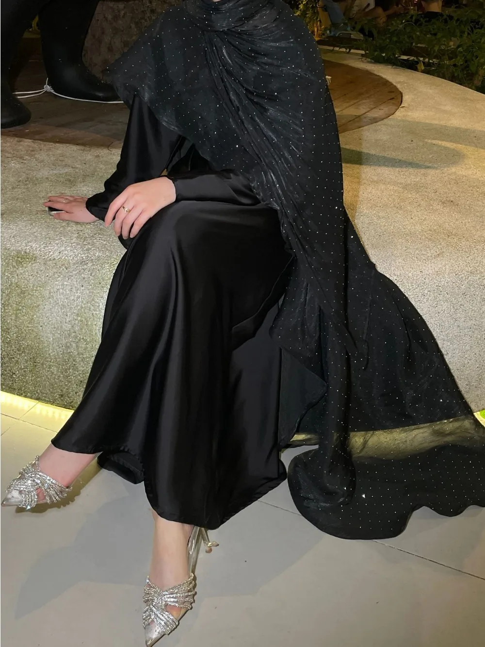 Eid Muslim Women Dress with Cloak 2 Piece Set Abayas Vestidos Party Dresses Ramadan Jalabiya Dubai Kaftan Diamonds Long Robe