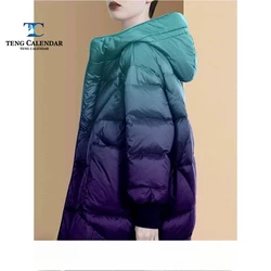 Winter cotton jacket, high-end luxury European goods, thick and thin hooded gradient cotton jacket, 2024 new model