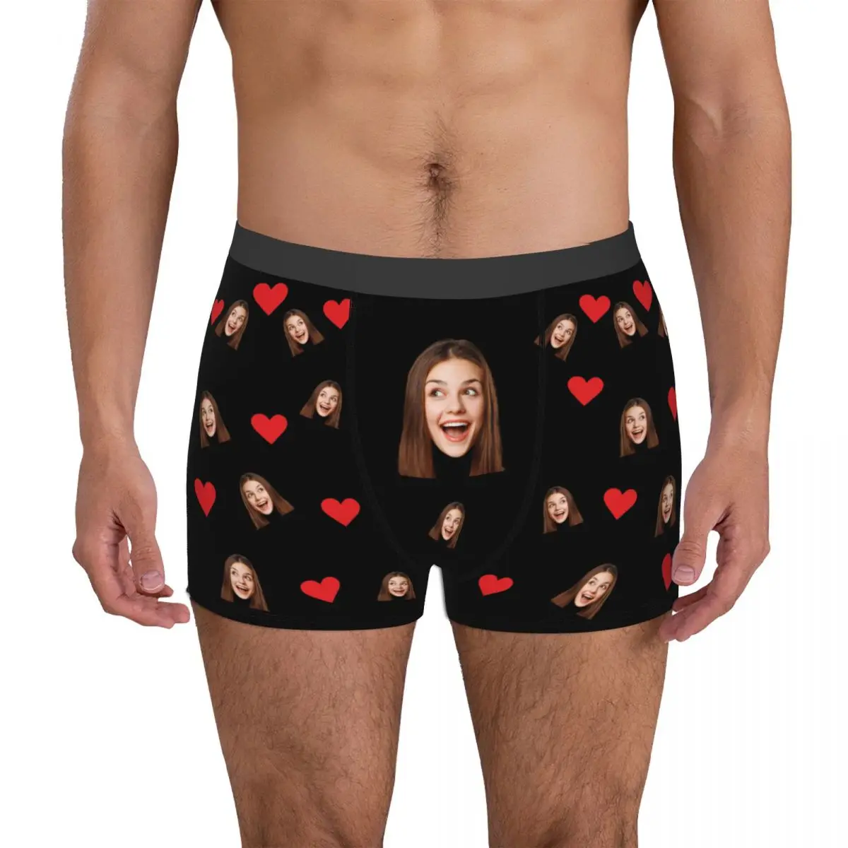 Valentine\'s Day Gifts Custom Funny Boxer Briefs with Wife\'s Face Customized Print Underwear for Men Boyfriend For Husband