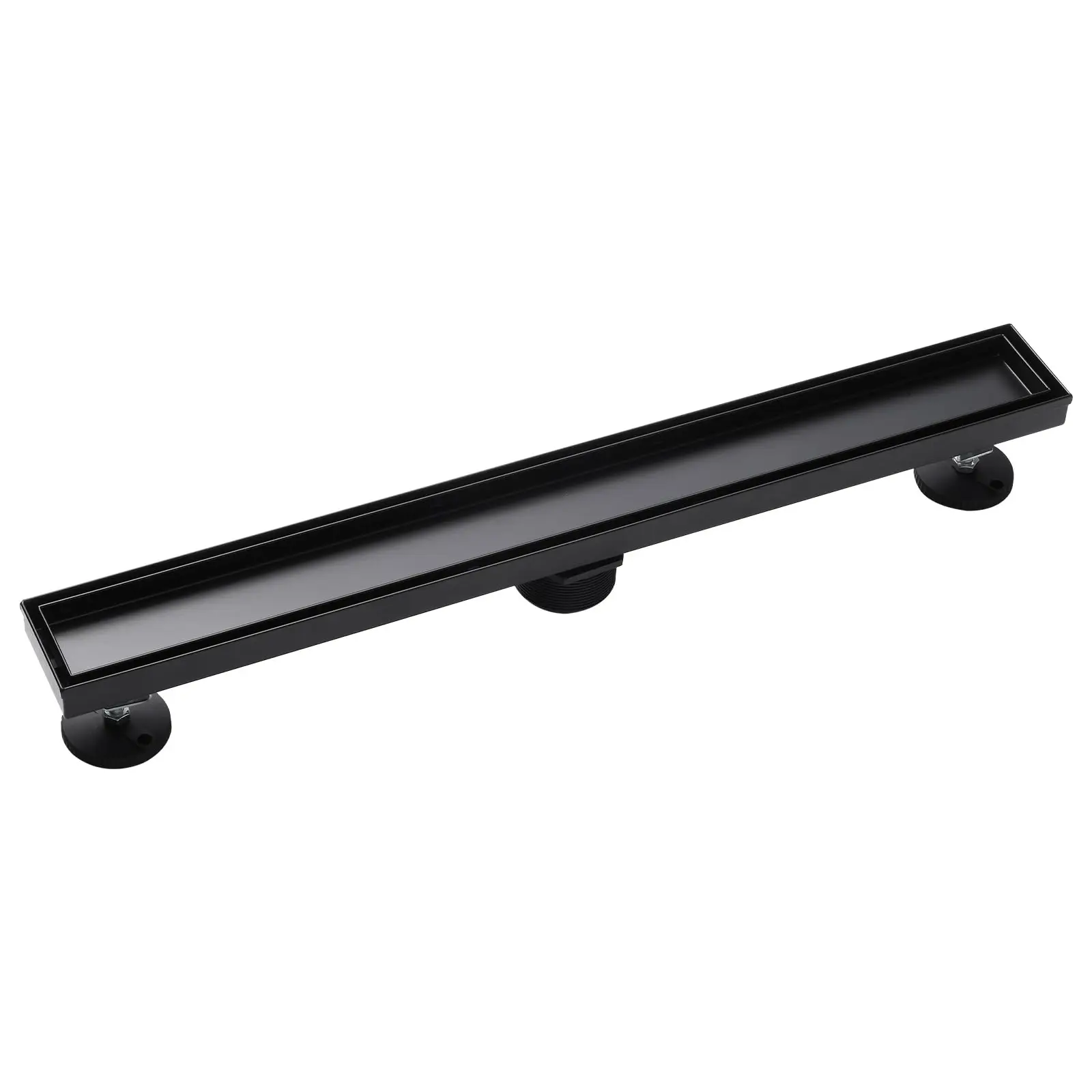 

Linear Shower Drain With Tile-In Grate Stainless Steel 304 Matt Black 24 Inch Rectangle Floor Drain