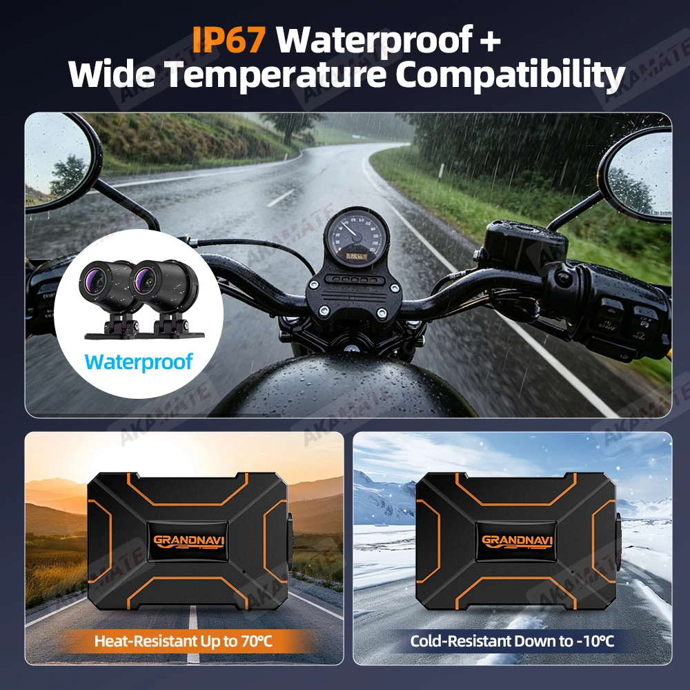 2K Motorrad-DVR Dual 1080P WiFi Vorder- & Rückkamera Wasserdichter Rekorder Motorrad-Dashcam Black Box Dual-Objektiv Wasserdicht – Detail 11