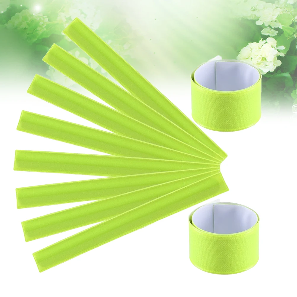 12 قطعة العصابات صفعة عاكسة PVC أساور المعصم ليلة تشغيل السلامة شارة المشي التنزه الركض وضوح عالية الفلورسنت