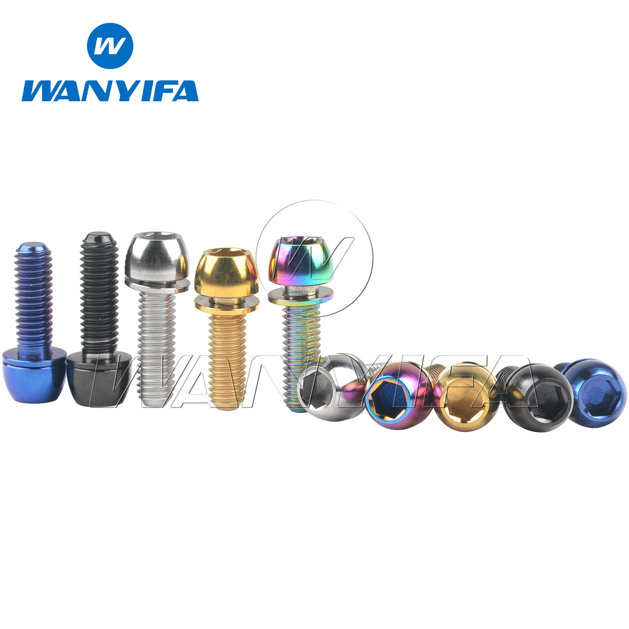 Wanyifa Titanium M6x18mm M6x20mm Ball Tapered Screw with Washer 4/5/12pcs Bolts for Bicycle Brake