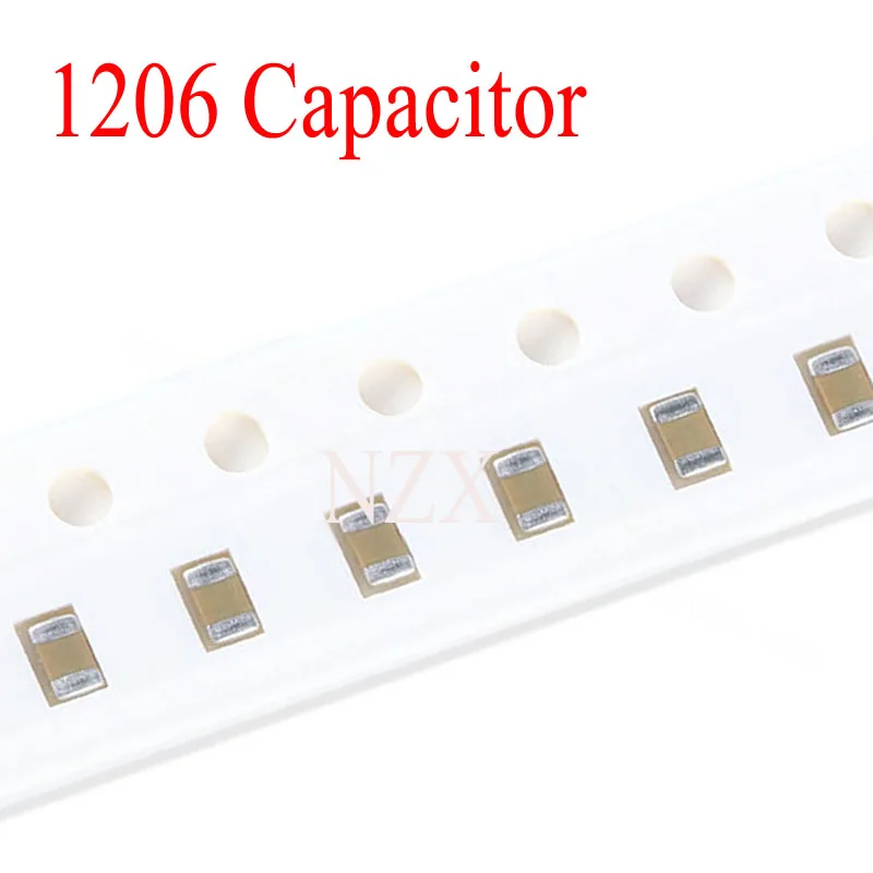 100pcs 1206 SMD Chip Multilayer Ceramic Capacitor 0.5pF - 100uF 10pF 100pF 1nF 10nF 15nF 100nF 0.1uF 1uF 2.2uF 4.7uF 10uF 47uF