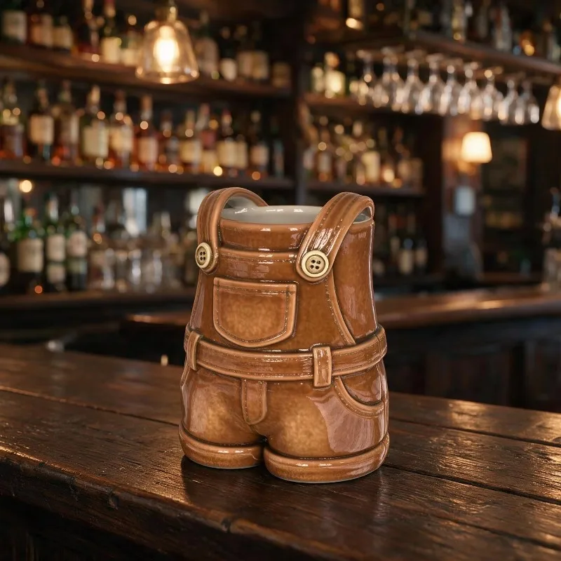 Overalls Shaped Ceramic Tiki Mug Handmade Novelty Cocktail Cup Bar Party Decor Drinking Vessel