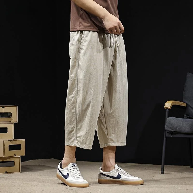 Loose Linen Men's Shorts Casual Wide Leg Pants Summer Fashion Simple Style Breathable Comfortable Youth Urban Wear