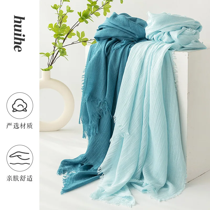 

High End Summer Versatile Women's Scarves in Solid Colors Simple and Fashionable Headscarves Commuting Sun Protection Shawls