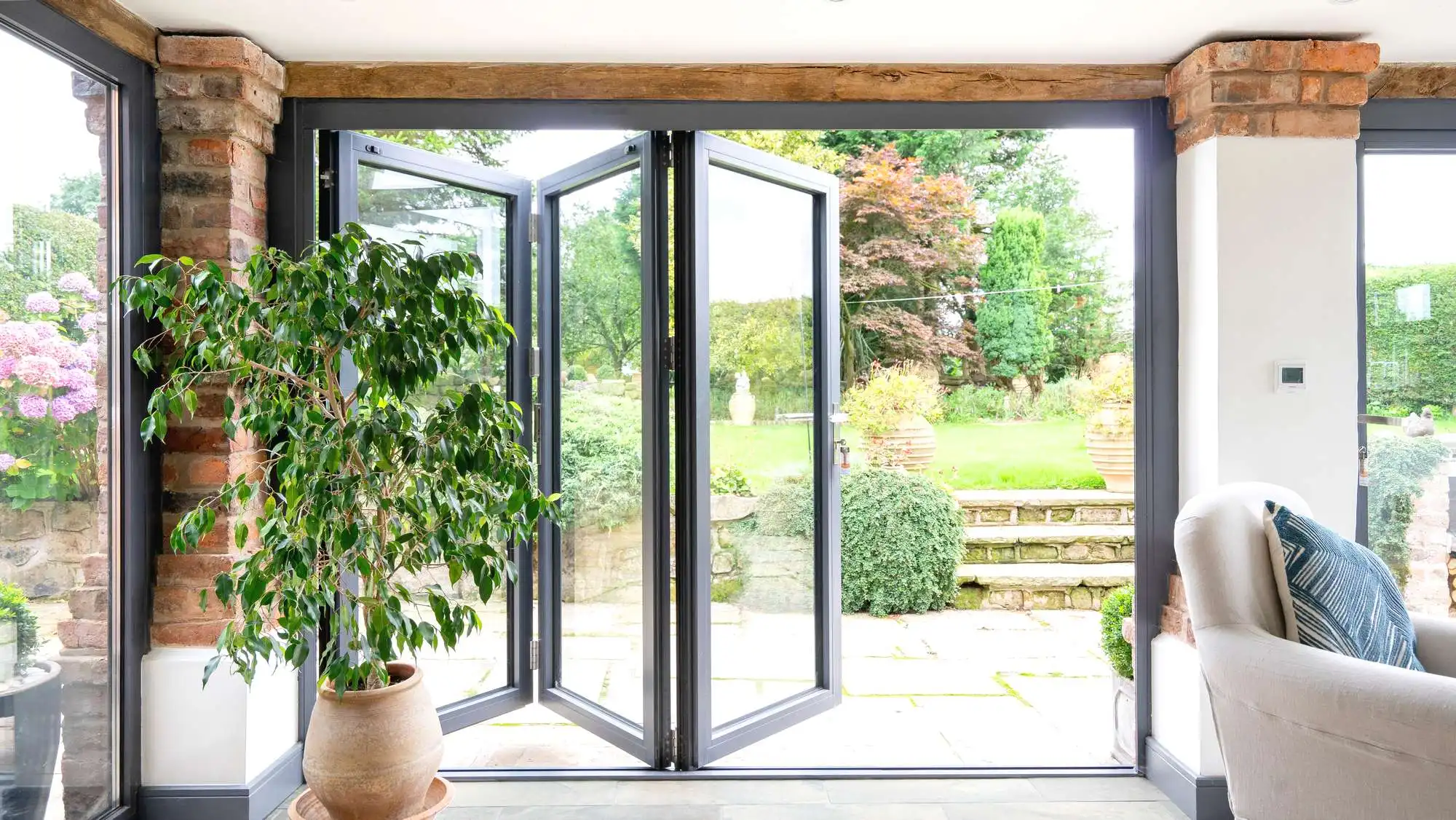 aa-Home Exterior Folding Door French Style Garden Aluminum Alloy Folding Accordion Door Soundproof Tempered Glass Bifold Doors