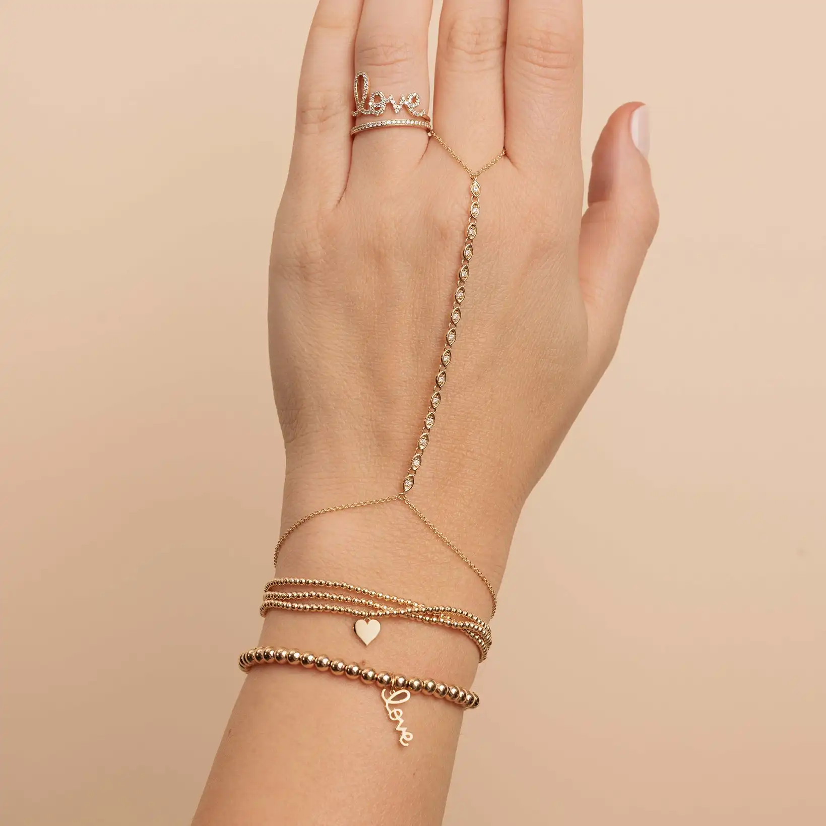 Wholesale Luxury New Arrived Micro Pave CZ Small Evil Eye Charm Chain Hand Slave Women's Bracelet