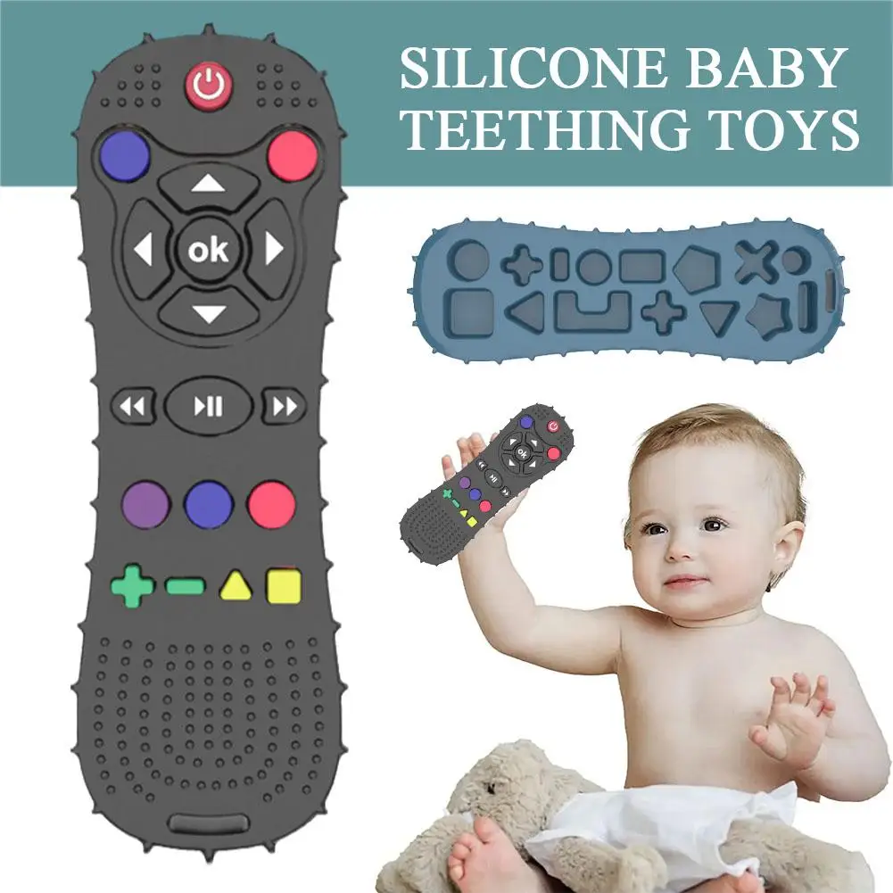 Baby silicone remote control teether baby anti-eating hand teething stick cartoon soothing teething toys cognitive teething toy - view 4