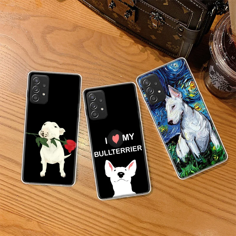 Bull Terrier Dog Puppies Phone Case For Galaxy Note 20 Ultra 10 Lite 9 8 A05S A15 A25 A35 A55 M11 M12 M21 M30S M31 M32 M51 M5