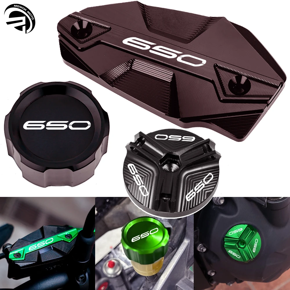 For Kawasaki Z650 Z650RS Ninja650 Versys650 2017-2024 Motorcycle Front Rear Brake Fluid Reservoir Cover Engine Oil Filler Cap