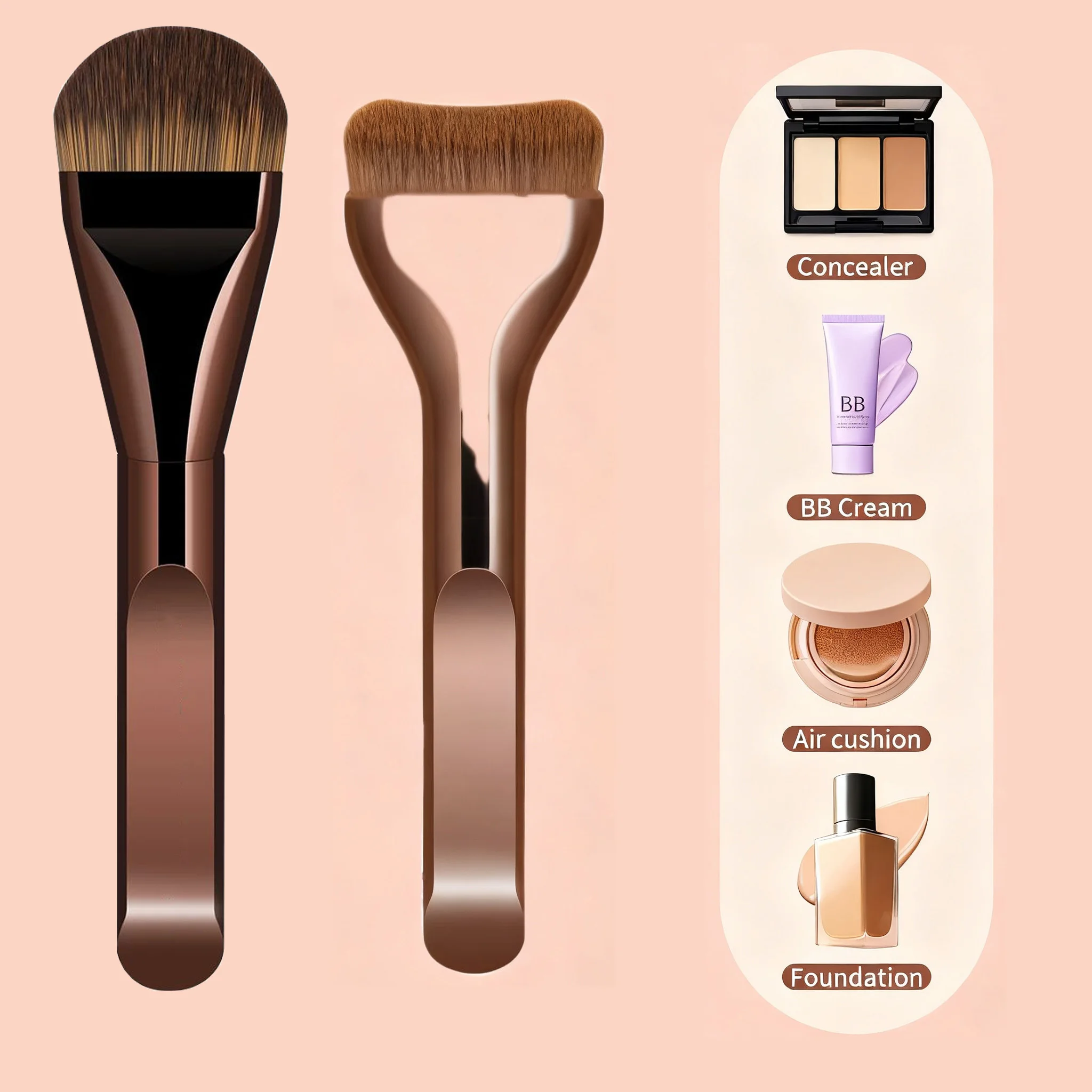 2 個の超薄型ファンデーションメイクブラシセット、液体クリーム化粧品ブレンドトップマスク美容ツールプレミアムギフトセット用
