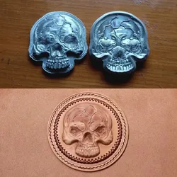 3D Skull Design Leather Shaping Mold Aluminum Alloy Stamp 61x67mm 2pcs/set Pressing Embossing Stamper Craft Tool Hydraulic Press