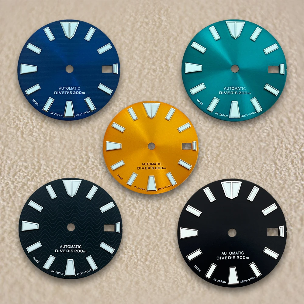 28.5mm S Logo Dial Suitable for NH35/NH36 Japanese Movement C3 Green Luminous Wave High Quality Watches Modified Accessories
