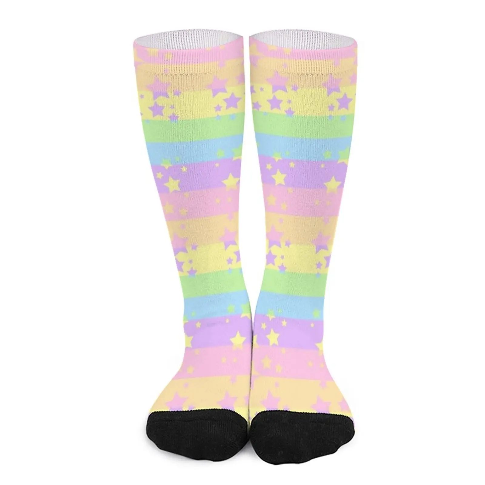 

Pastel rainbow and stars Socks cool socks hockey