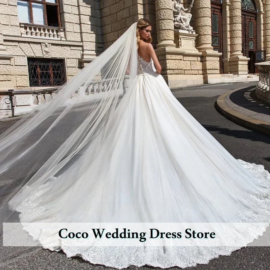 Suknia ślubna księżniczki na zamówienie dla kobiet, niewidoczny dekolt, aplikacje z koralików, suknia balowa, suknia ślubna, Vestidos De Novia