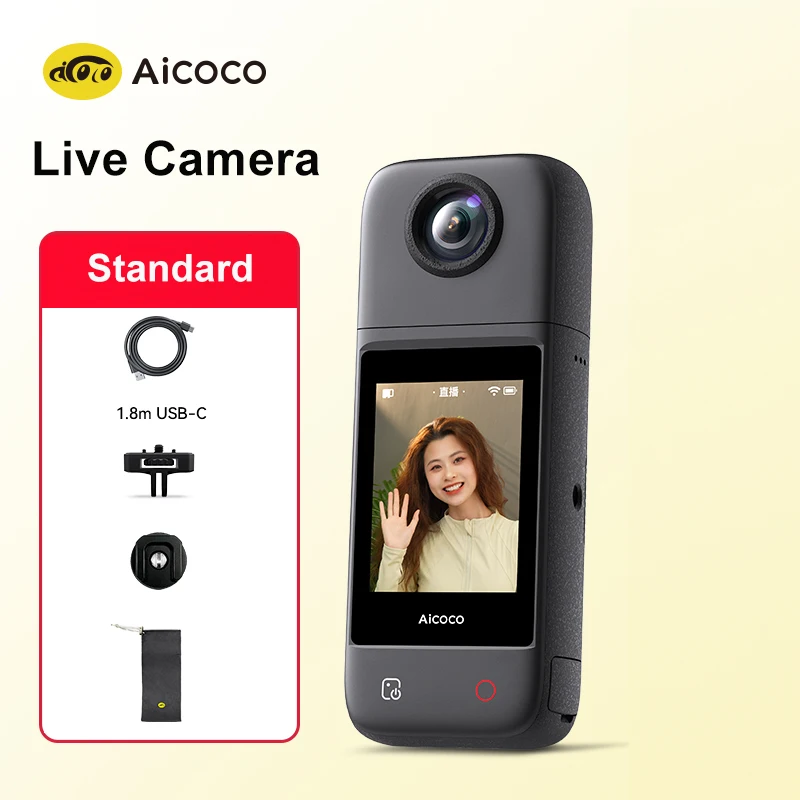 

Aicoco onAir 4K Live Broadcast Camera with Screen Rotatable Travel Sport DV Shooting Cam Recorder for Tiktok Live Streaming