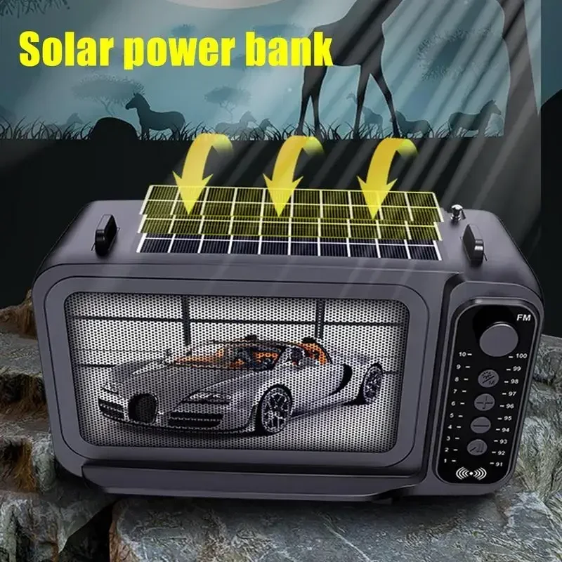 

Wireless Radio Solar Flashlight Speaker Creative TV Style Bluetooth Speaker Convenient Outdoor Mini Speaker Multifunctional