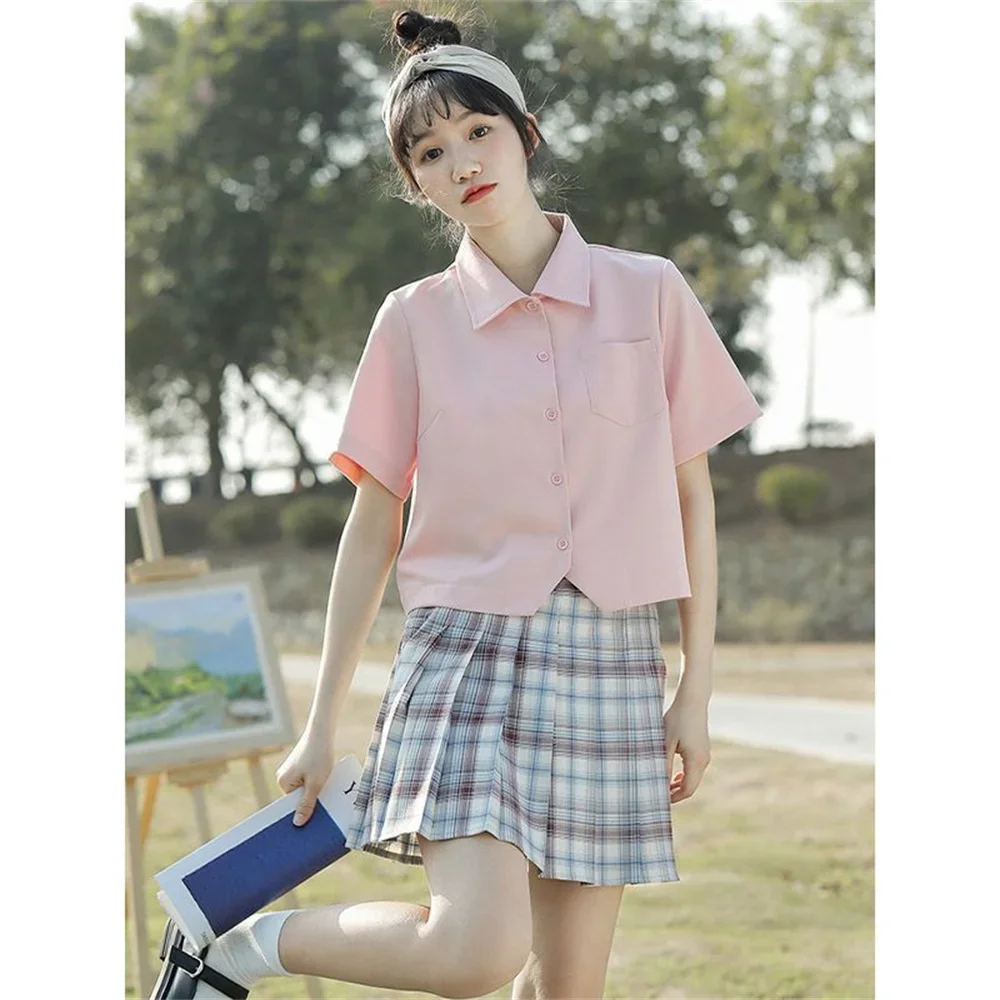 Preppy stijl shirt vrouwelijk 2025, zomer nieuw ontwerp, zoete meisjes, witte blouse met korte mouwen, Japanse schattige studenten tops, damesoverhemden