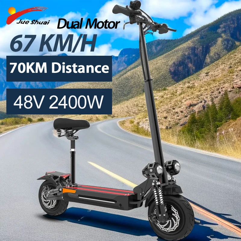 Electric Scooter for Adults, 2400W Dual Motor, 65KM/H Max Speed, 70KM Long Range, 10 Inch Pneumatic Tires, Disc Brake System