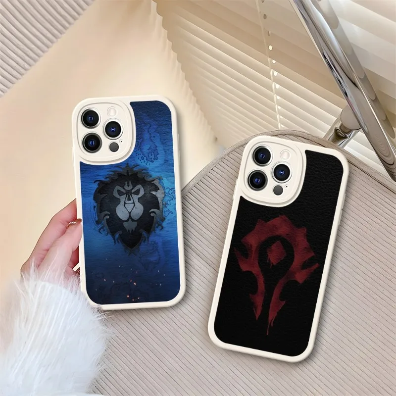 W-World Of W-Warcraft W-Wow Phone Case White For IPhone 14 11 13 12 Pro Max Mini Xs X Xr 7 8 Plus SE2020 Leather Texture Coque