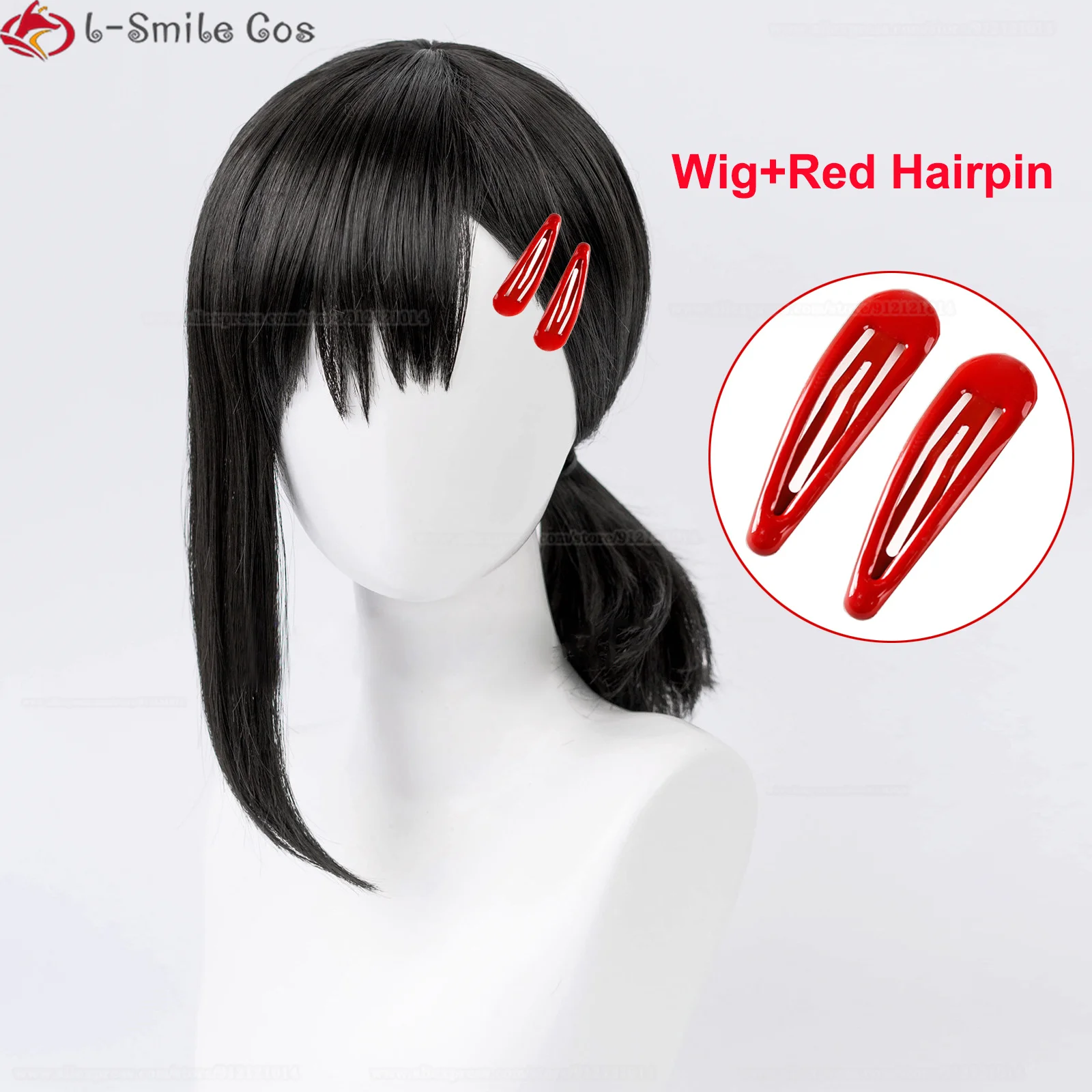 38cm High ashiyama Kobeni Cosplay Perücke kurze schwarze High ashiyama Kobeni Perücken Haarnadel hitze beständige Haar Anime Perücken